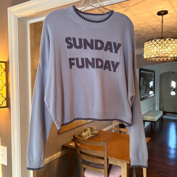 Jessica Simpson Sweaters - NWT Jessica Simpson "Sunday Funday" Cropped Blue Sweater. Size M